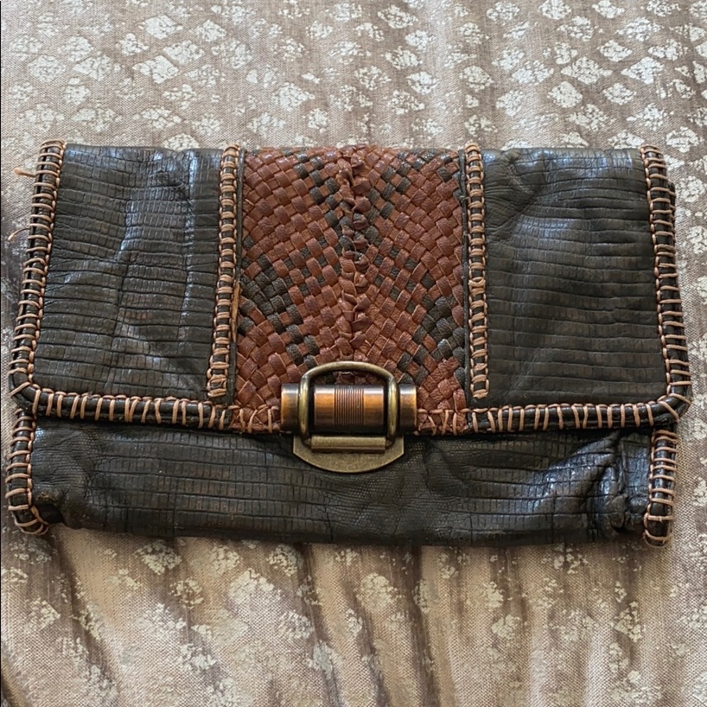 Allsaints snake leather clutch